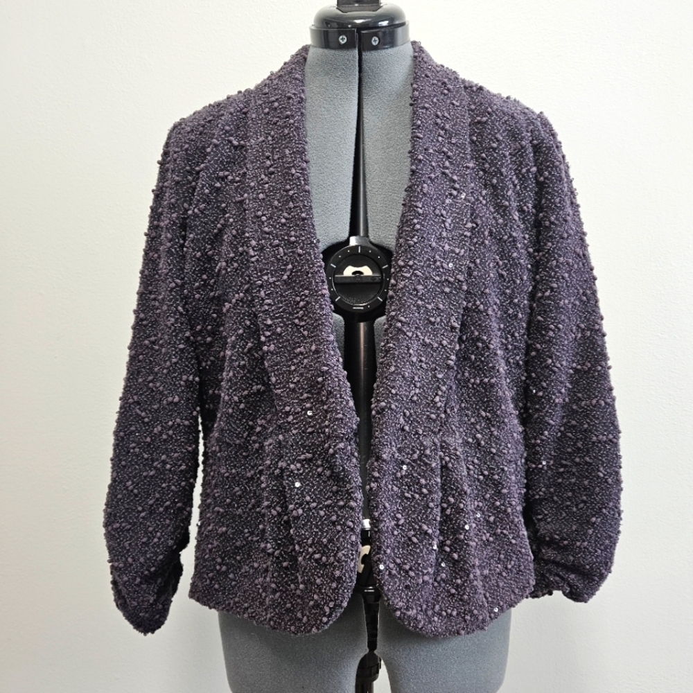Erin London Popcorn Bouncel Sequence  Blazer Jacket Grey Charcoal Women's Medium
